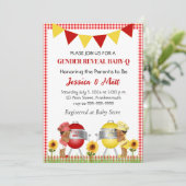 Zomerbarbeque Baby onthullen uitnodiging (Staand voorkant)