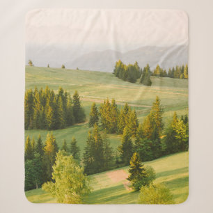 zomerbergen groen gras en blauw hemel landschap sherpa deken