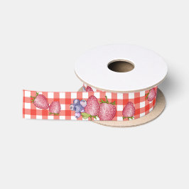 Zomerbessen schuur Red Gingham Satijnen Lint