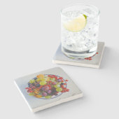 Zomerbessen van hyperrealisme olieverfschilderij stenen onderzetter (Zijkant)