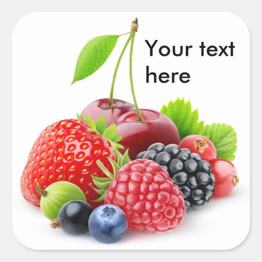zomerbessen vierkante sticker (Voorkant)