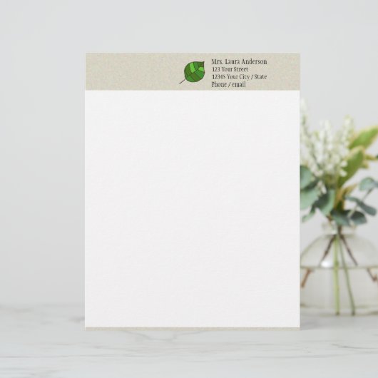 Zomerbladeren groen custom briefhoofd (Staand voorkant)