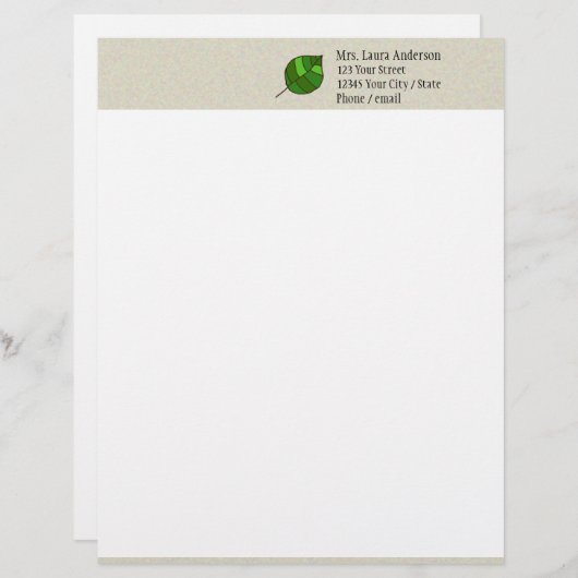 Zomerbladeren groen custom briefhoofd (Voorkant / Achterkant)