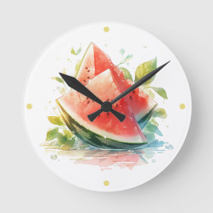 Zomerbladeren Met Waterverf Watermeloen Ronde Klok