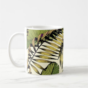 Zomerbladeren, takken, decoratief naadloos patroon koffiemok