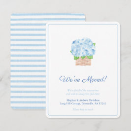 Zomerblauw met Witte Hortensia Adreswijziging Aankondiging
