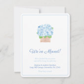 Zomerblauw met Witte Hortensia Adreswijziging Aankondiging (Voorkant)
