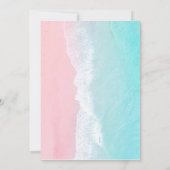Zomerblauw, Roze Ocean Beach Save The Date Kaart (Achterkant)