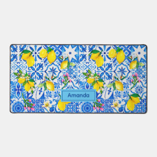 Zomerblauw Siciliaanse Amalfi Mediterrane majolica Bureaumat