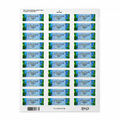 zomerblauwe hydrangebloemen en groene bladeren etiket (Full Sheet)