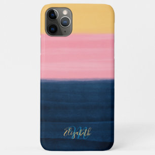 Zomerblauwe roze gele strepen verf Case-Mate iPhone case