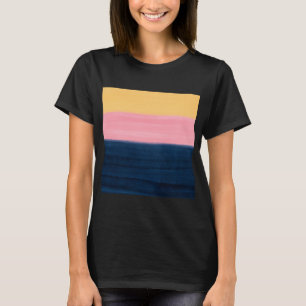 Zomerblauwe roze gele strepen verf t-shirt