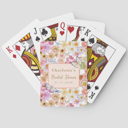Zomerbloei Bloem Vlinder Bruiloft Feest Custom Pokerkaarten (Achterkant)
