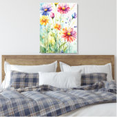 Zomerbloei - een Waterverf genot Canvas Afdruk (Insitu (Slaapkamer))