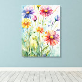 Zomerbloei - een Waterverf genot Canvas Afdruk (Insitu (Houten vloer))