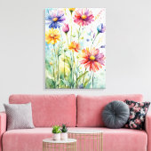 Zomerbloei - een Waterverf genot Canvas Afdruk (Insitu (Woonkamer))