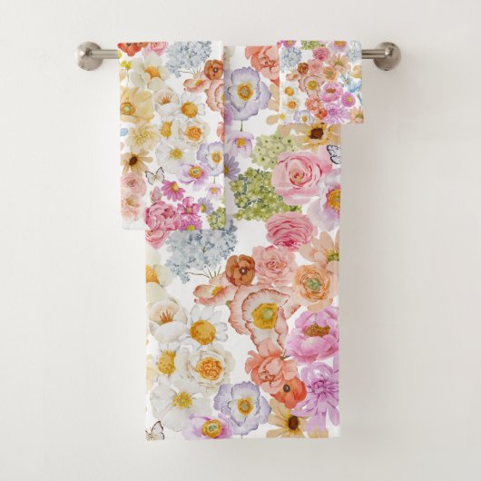 Zomerbloeiende Bloem Vlinder Bad Handdoek (Insitu)