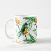 Zomerbloem en kleurrijke papegaai koffiemok (Links)