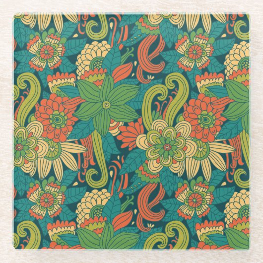 Zomerbloem Glazen Onderzetter (Voorkant)