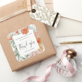 zomerbloem handgemaakt met liefde bedankt vierkante sticker