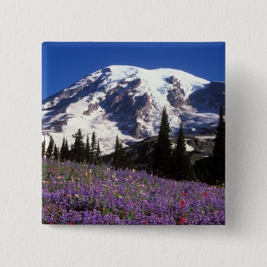 zomerbloemen aan de basis van de Mount Rainier, 2 Vierkante Button 5,1 Cm (Voorkant)