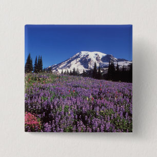 zomerbloemen aan de voet van Mount Rainier, Vierkante Button 5,1 Cm
