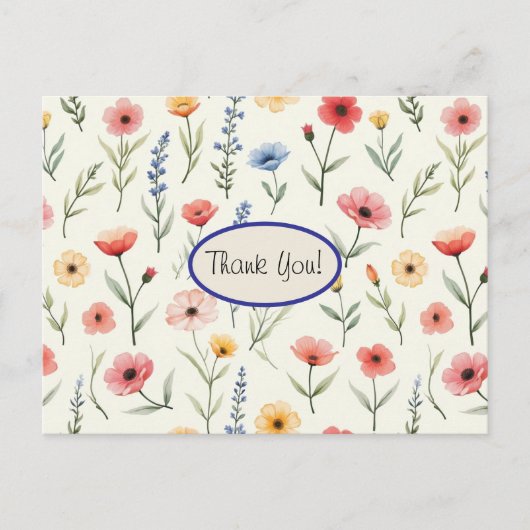 Zomerbloemen Bedankt Briefkaart (Voorkant)