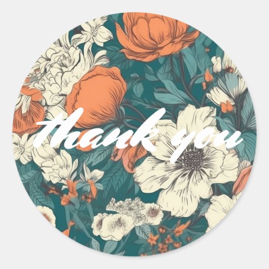 Zomerbloemen bedankt ronde sticker (Voorkant)