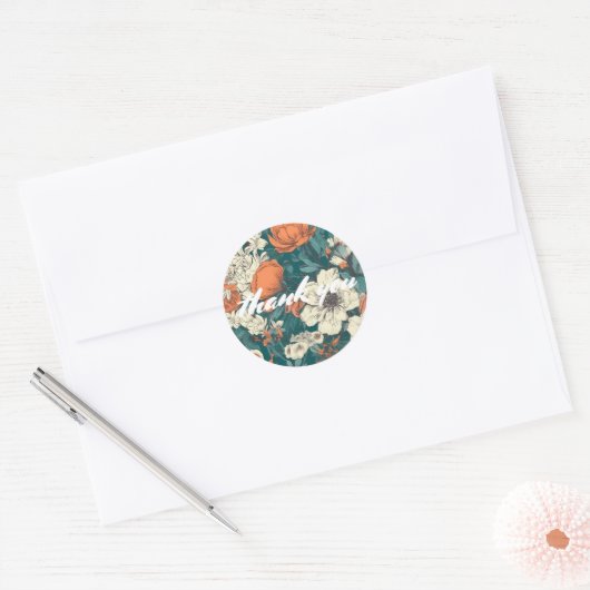 Zomerbloemen bedankt ronde sticker (Envelop)