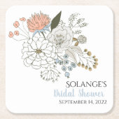  zomerbloemen blauw roze kartonnen onderzetters (Voorkant)