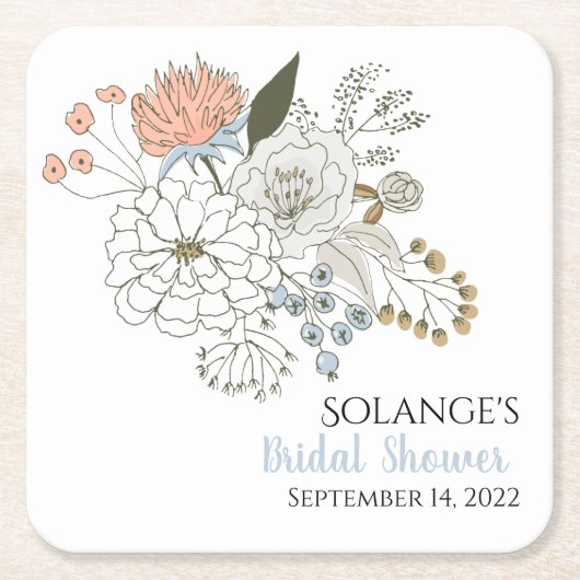  zomerbloemen blauw roze kartonnen onderzetters (Voorkant)