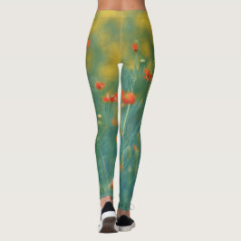 Zomerbloemen (bloemenveld) (rode bloemen) leggings