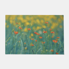 Zomerbloemen (bloemveld) (rode bloemen) deurmat