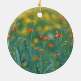 Zomerbloemen (bloemveld) (rode bloemen) keramisch ornament