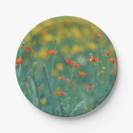 Zomerbloemen (bloemveld) (rode bloemen) papieren bordje