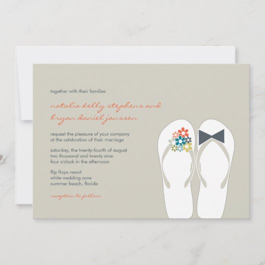 Zomerbloemen bruid & bruidegom Teenslippers bruilo Kaart (Voorkant)