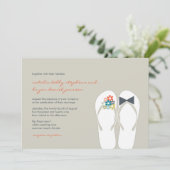 Zomerbloemen bruid & bruidegom Teenslippers bruilo Kaart (Staand voorkant)