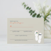 Zomerbloemen bruid & bruidegom Teenslippers bruilo RSVP Kaartje (Staand voorkant)