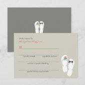 Zomerbloemen bruid & bruidegom Teenslippers bruilo RSVP Kaartje (Voorkant / Achterkant)