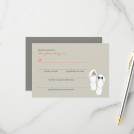 Zomerbloemen bruid & bruidegom Teenslippers bruilo RSVP Kaartje