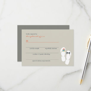 Zomerbloemen bruid & bruidegom Teenslippers bruilo RSVP Kaartje