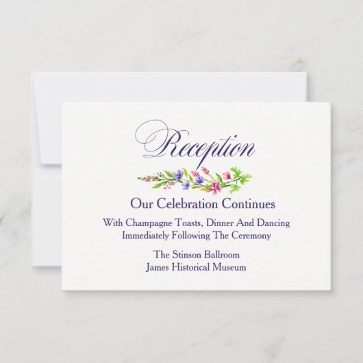 Zomerbloemen Bruiloft Receptie Kaart (Voorkant)