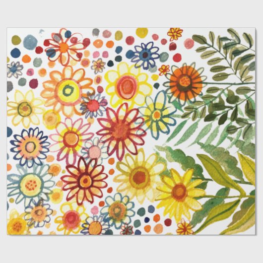 zomerbloemen cadeaupapier (Vlak)