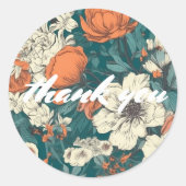 Zomerbloemen dank je wel ronde sticker (Voorkant)