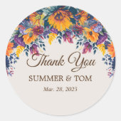Zomerbloemen elegant Dank je wel Ronde Sticker (Voorkant)