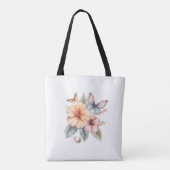 Zomerbloemen en vlinders tote bag (Achterkant)