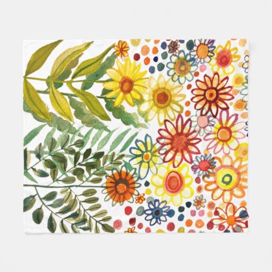 zomerbloemen fleece deken (Voorkant (Horizontaal))