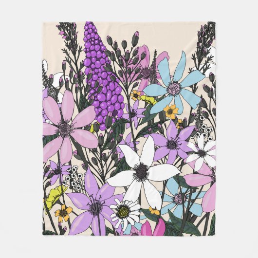 Zomerbloemen Fleece Deken (Voorkant)