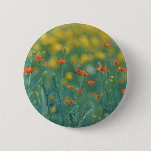 zomerbloemen (Floral Field) (Rode bloemen) Ronde Button 5,7 Cm (Voorkant)
