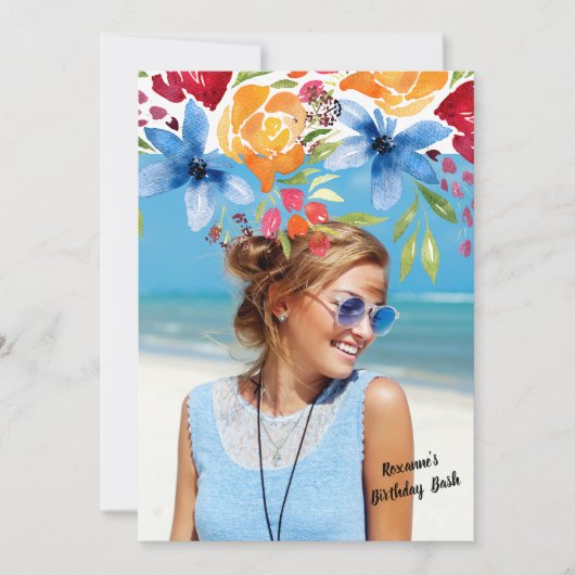 Zomerbloemen Foto Uitnodiging (Voorkant)